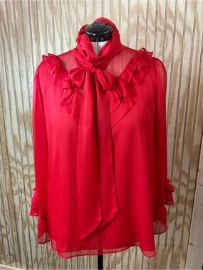 Oddi Ruffle Tie-Neck Blouse